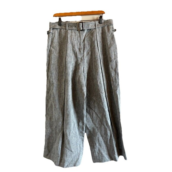 Nicole Farhi 100%‎ Linen Cropped Wide Leg Trouser Pants Grey Size 10 NEW No Tag - Picture 1 of 14